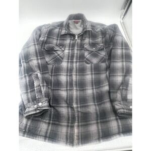 Wolverine‎ Men's XL Sherpa Lined Flannel Jacket Gray Plaid Zip Front